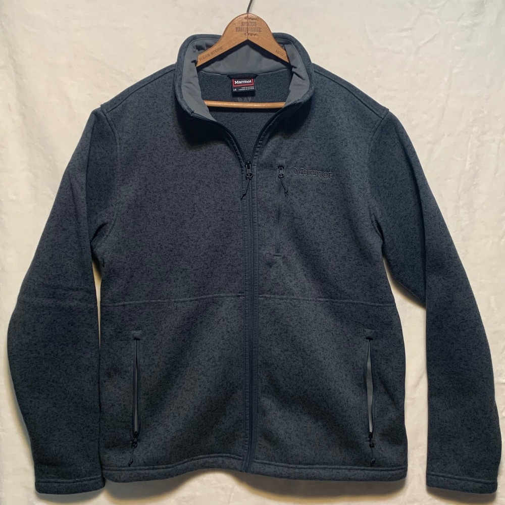 Marmot Men's Full Zip Fleece Jacket‎ Heathered Charcoal Grey Size L G Outdoor
